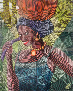 Coulibaly Issa, La femme africaine, 70 X 90 cm, acrylique sur toile, 2022